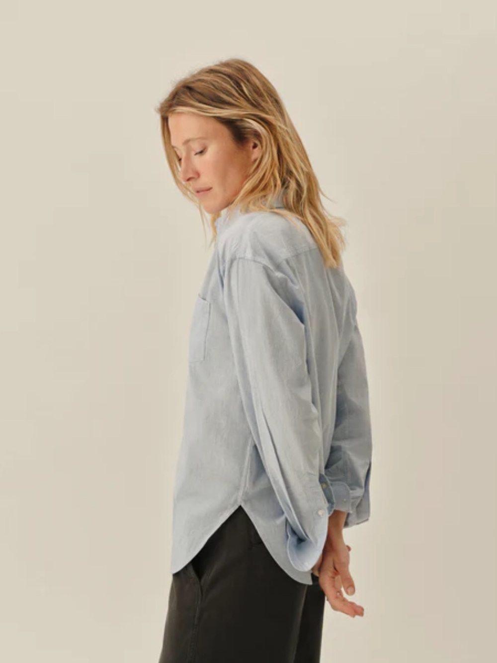 Buck Mason french blue mainstay cotton shirt size XS new button down relaxed - Picture 4 of 9